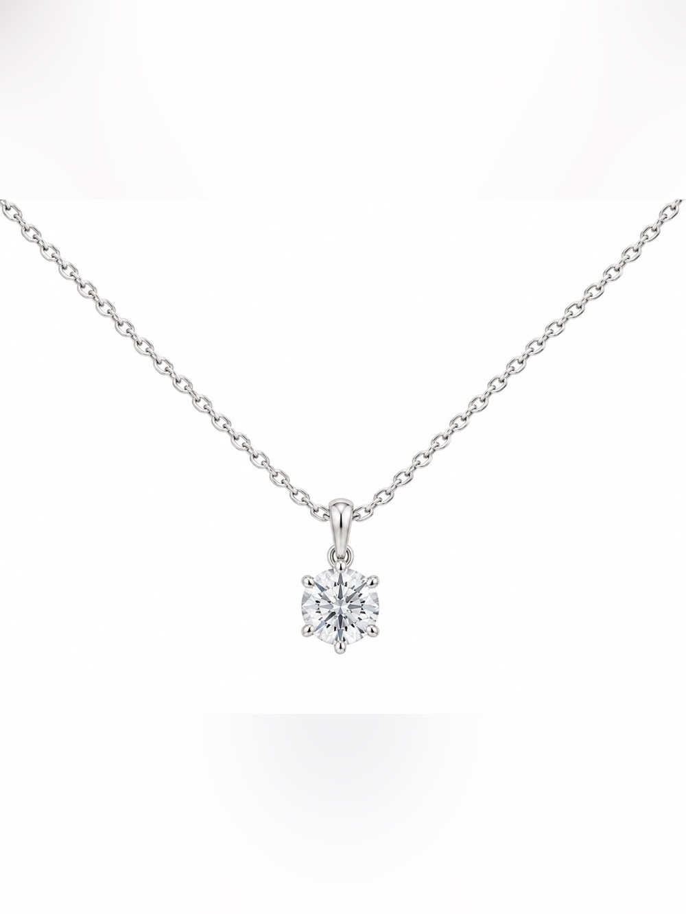 Moissanite Diamond Silver-Plated Pendant Necklace in Silver